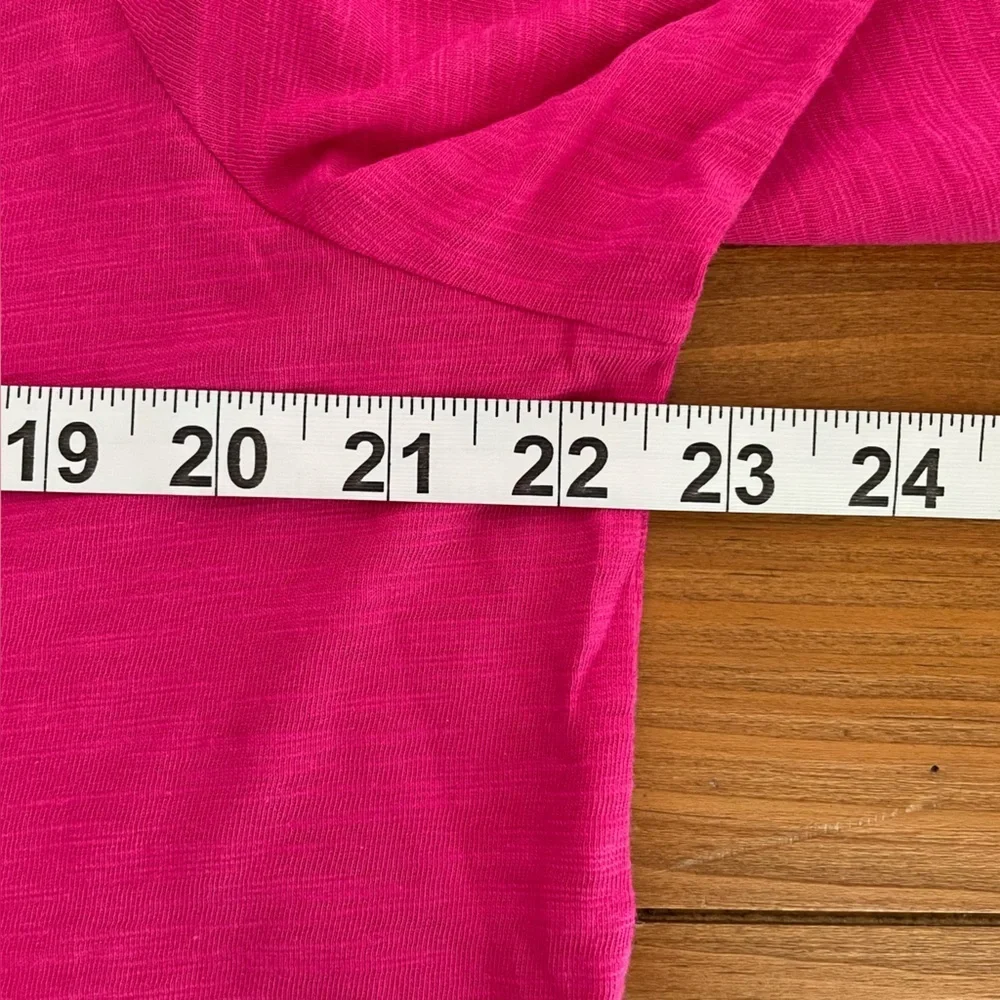 Talbots Fuchsia Pink Cotton Short Sleeve T-Shirt w/ Front Detail Size XL - Picture 9 of 12